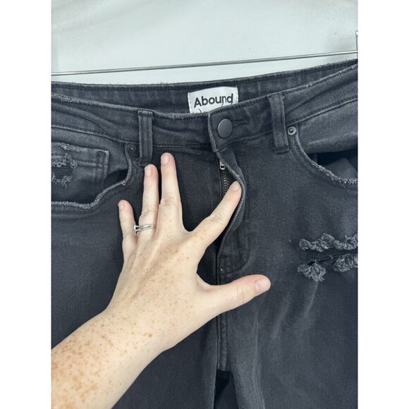 Abound Distressed Straight Leg Jeans Women 29 Black Denim Grunge Skater Preppy - Picture 8 of 9